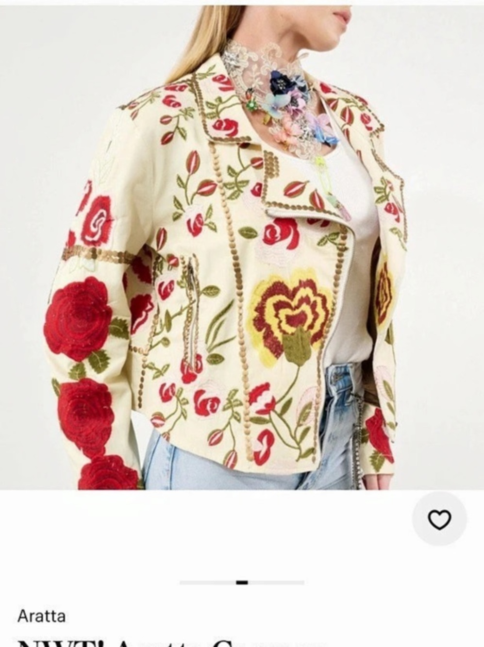 Aratta Carmen Embroidered Jacket Floral Cream & Red